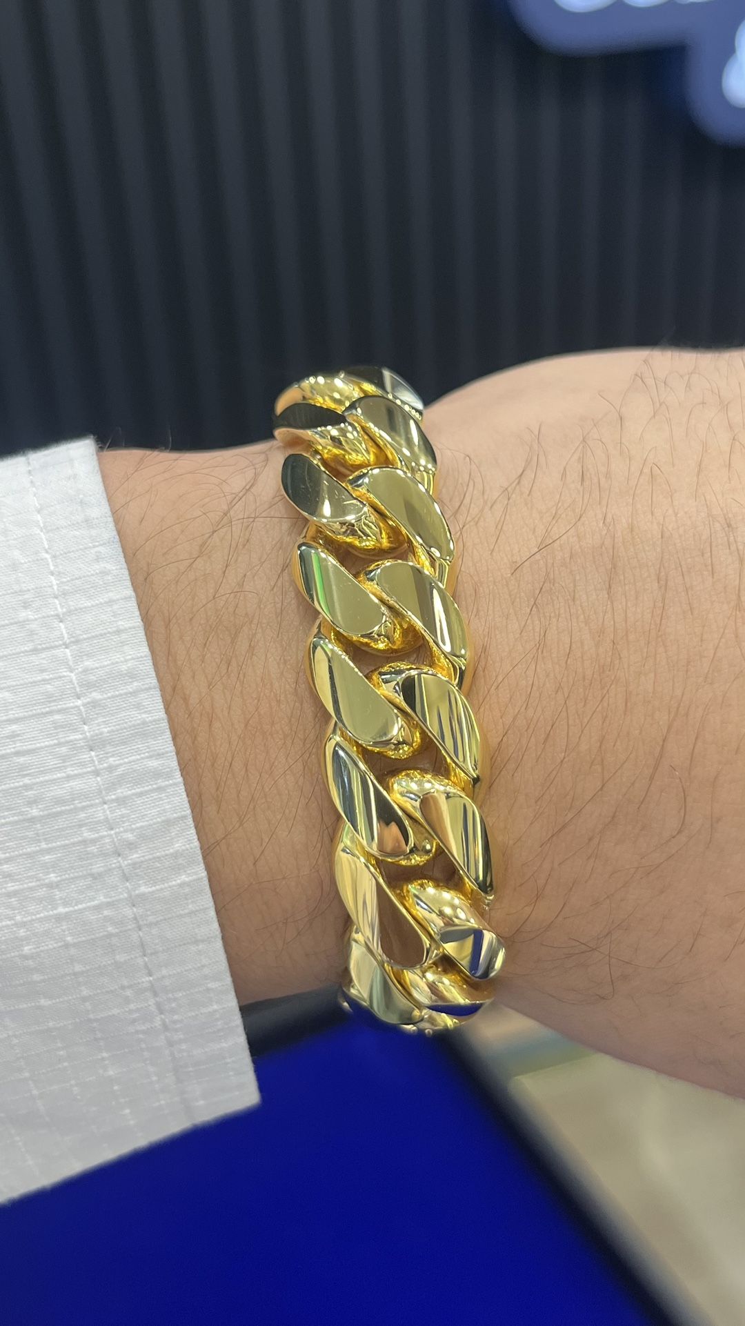 14MM 7.25” Miami Cuban Link Bracelet 14k Gold Over .950 Silver