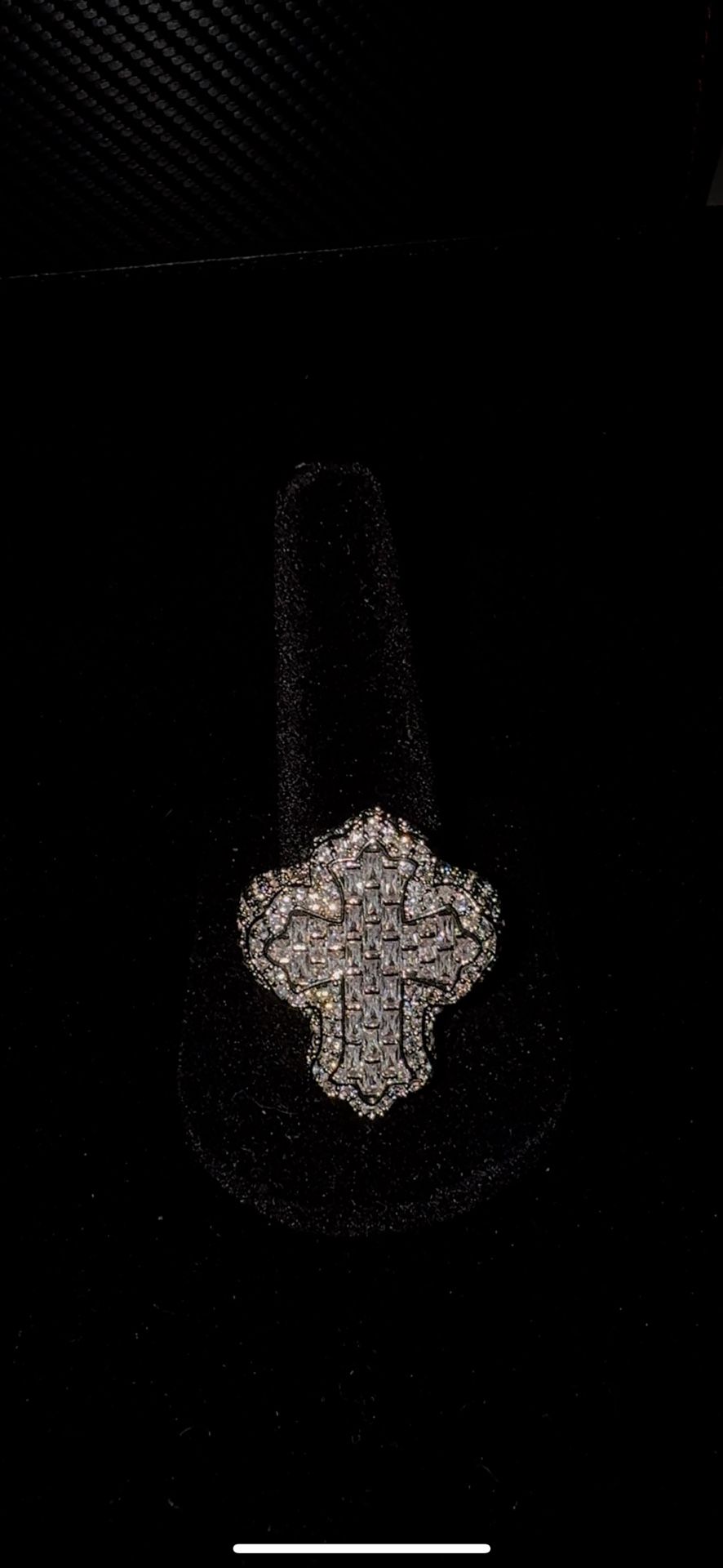 Moissanite, Baguet Cross Ring-Fully Iced Out💎Passes Dimond Test