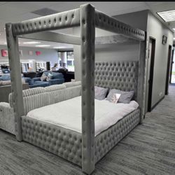 NEW QUEEN AND KING SIZE CANOPY BED WITH PROMOTIONAL MATTRESS AND FREE DELIVERY 