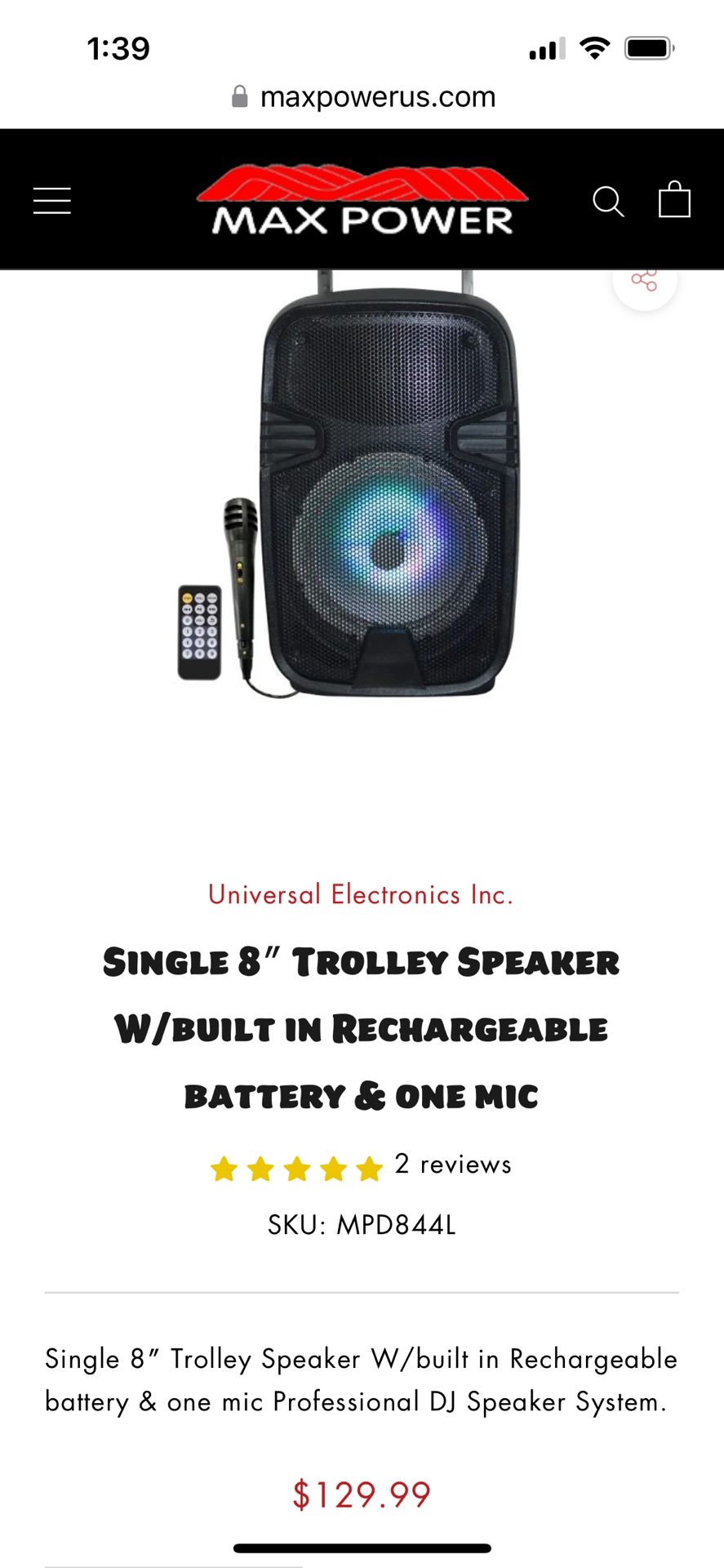 MPD844L Max Power Karaoke