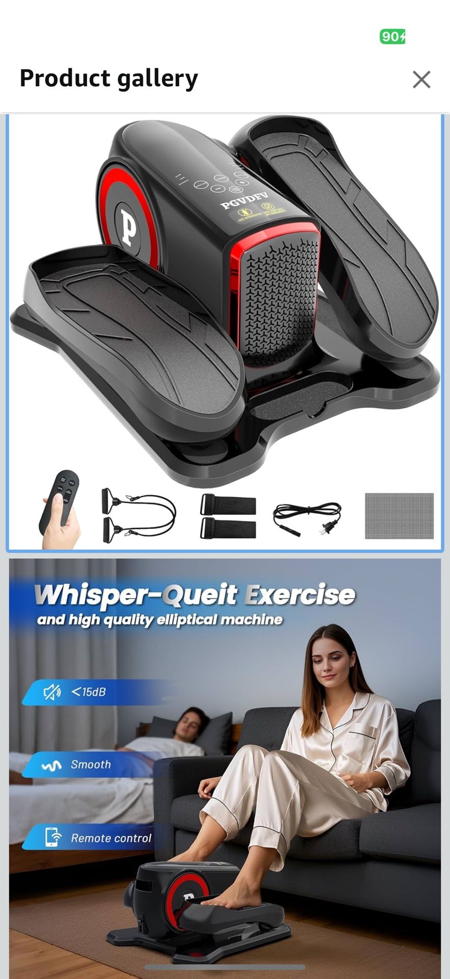 Under Desk Elliptical Machine, Elliptical Leg Exerciser with Bluetooth Speaker, 12 Adjustable Speeds, Auto & Manual Modes, Remote Control & LCD Touchs