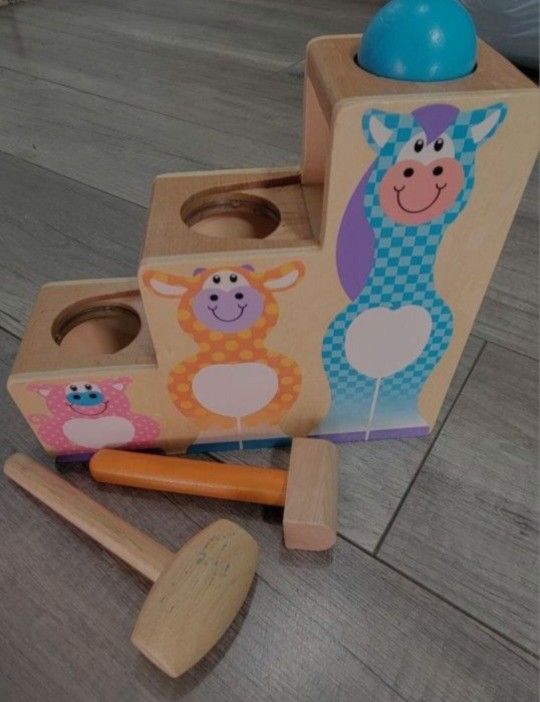 Melissa & Doug Wooden First Play Pound and Roll Stairs 