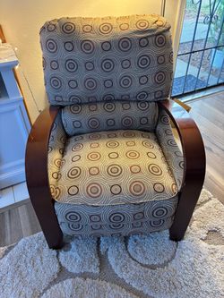 Upholstered Accent Chair with Wood Arms