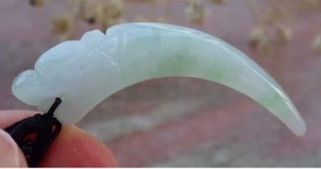 Certified Icy Green Burma Natural A Jade jadeite Pendant Dragon tooth