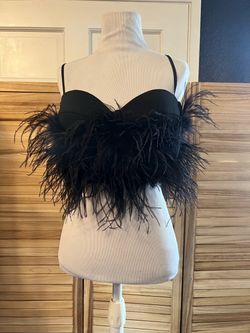 Black Feather Corset Top