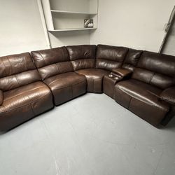 Brown Faux Leather 5 Piece Sectional