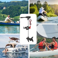 Electric Trolling Motor with 55 Lbs Thrust 8 Speeds, Boat Fishing Motor with Telescoping Handle, LED Battery Indicator for Kayak Fishing Boat Freshwat