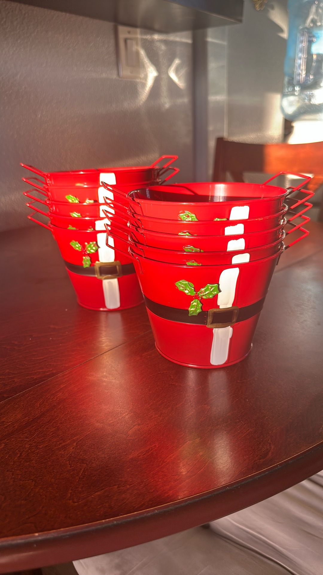 Hand Painted Santa Buckets 