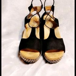 Black And Beige Wedges 