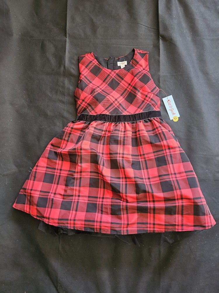 NWT Red Plaid Dress Girls L 10/12
