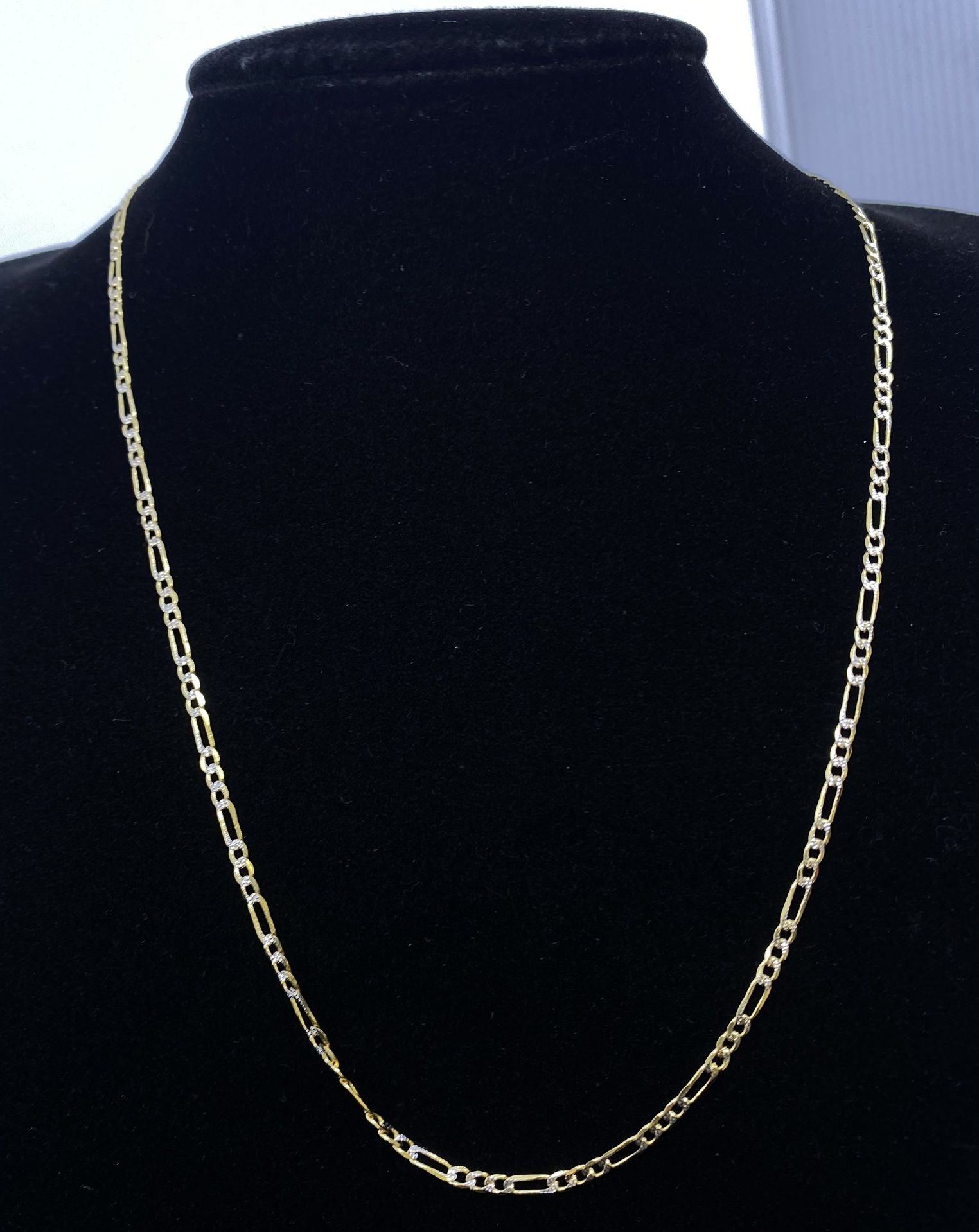 $700 Two Tone Gold Figaro Chain Necklace
