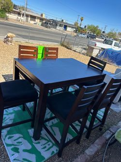 7-piece mahogany-finish solid wood Height Expandable dining set
