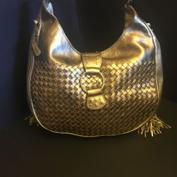 Gold Woven Leather Purse