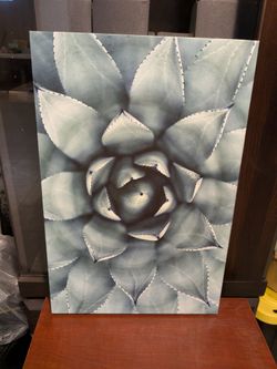 Agave Botanical Canvas Wall Art — Blue Gray Print