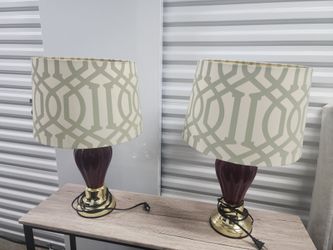 Make best offer! Pair of Table Lamps with Patterned Shades