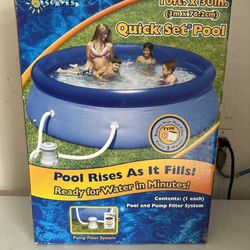 summer escape 10ft x 30in Quick inflatable pool with filter and pump