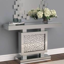 Brand New Rectangular Silver Console Table