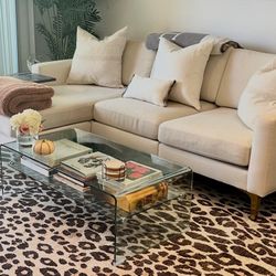 Upholstered Sectional Sofa In Performance Fabric In Ivory 