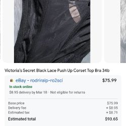 Victoria's Secret Bra Corset 34 B