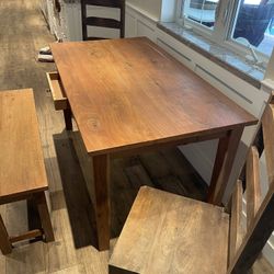 Kitchen Table, Bench, And Chairs