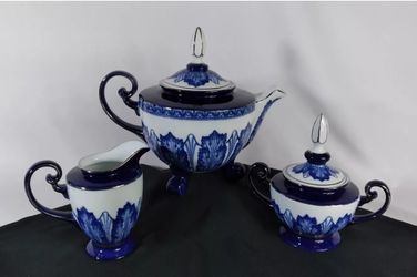 Bombay Tea Pot, Creamer, and Sugar Bowl