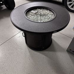 Brown Stonefire Round Gas Fire Pit Table - OBO