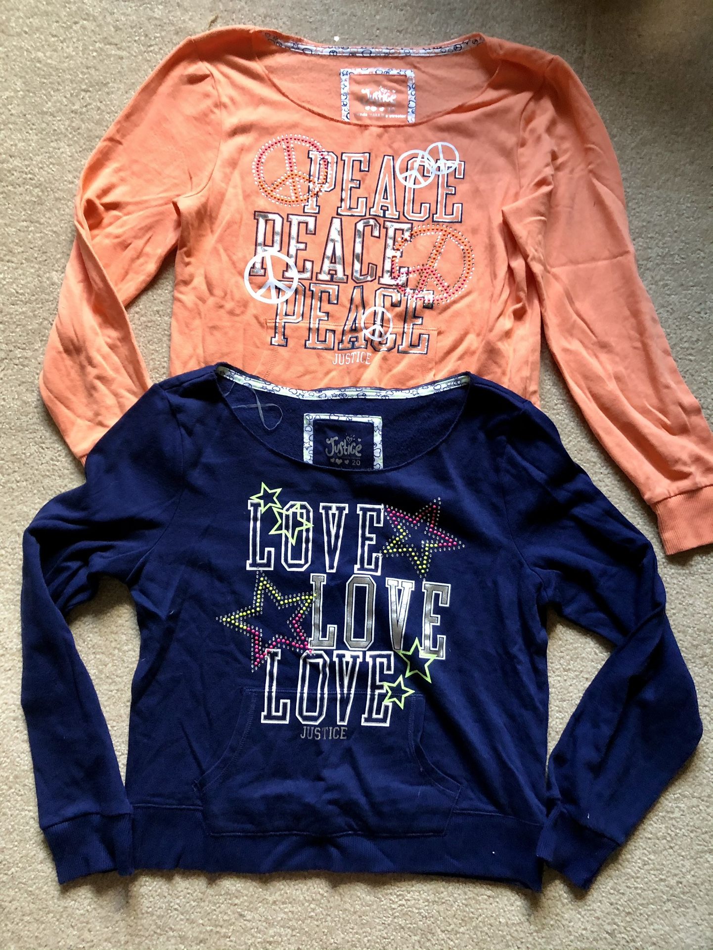 Girls Justices Sweatshirts Lot Sizes 20