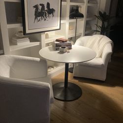 Table and Two Barrel Chairs