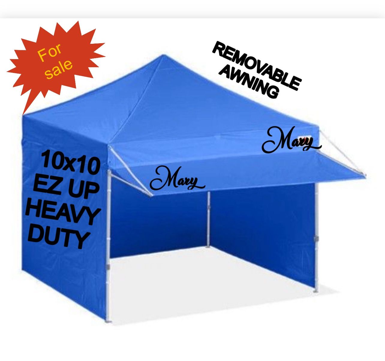 Pop Up 10x10Canopy Tent Heavy Duty with Awning Sidewalls Sand Bags and Rolling Bag.
