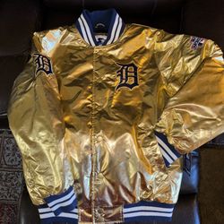 Mens Small Detroit Tigers MLB 1984 World Series Gold Starter Jacket NWT