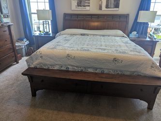 King Size Real Wood Frame, Side Tables and Beauty Rest Platinum Mattress