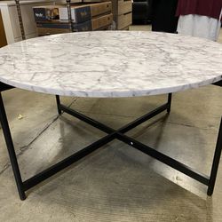 Faux Marble Round Modern Coffee Table