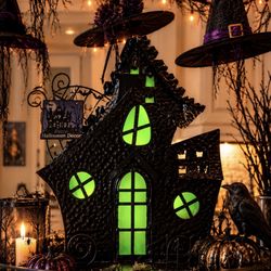 Haunted Witch Halloween Mantel House 