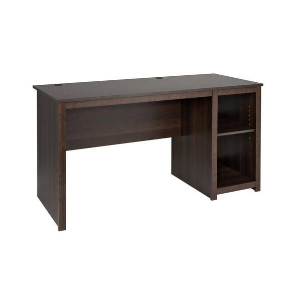 56 in. Rectangular Espresso Computer Desk with Adjustable Shelf
