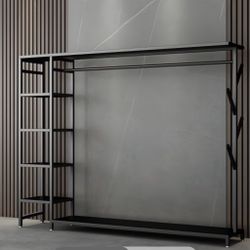 Clothes Rack And Shelves Free Standing Matte Black Metal