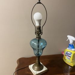 Vintage Italian Blue Glass Marble Base Lamp