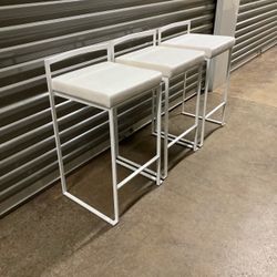 Fuji Stacker 26" Counter Stools - White Velvet (Set of 3)