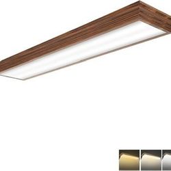 FAITHSAIL 4FT LED Light Fixture Dimmable LED Wooden Look Flush Mount Ceiling ⭐NEW IN BOX⭐