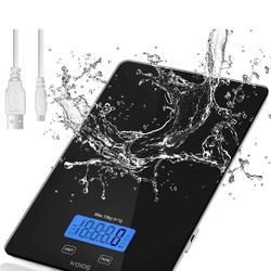 KOIOS Food Scale, 33lbs/15kg Digital Kitchen Scale for Food and Cooking Grams, Baking, Accurate 0.1oz Graduation, Waterproof Tempered Glass, USB Recha