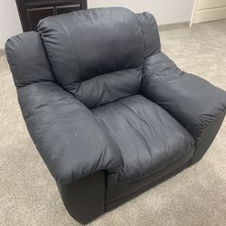 Oversized Black Leather Chair 