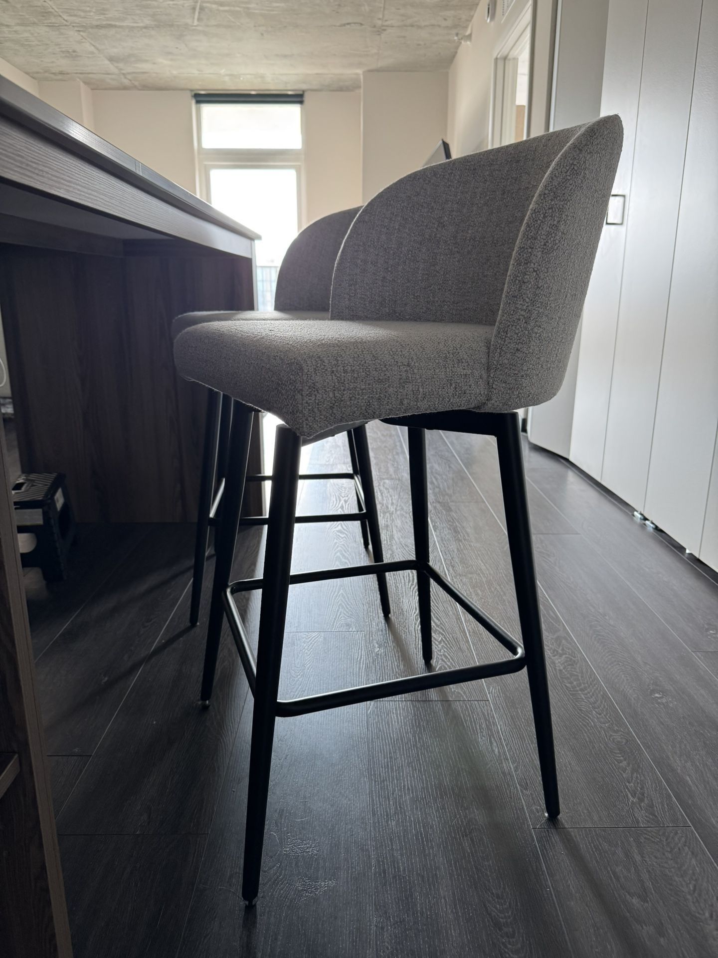 2 Light Grey Bar Stools
