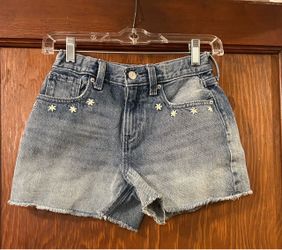 Old Navy Girls Size 12 High-Rise Daisy Embroidered Cut-Off Denim Shorts