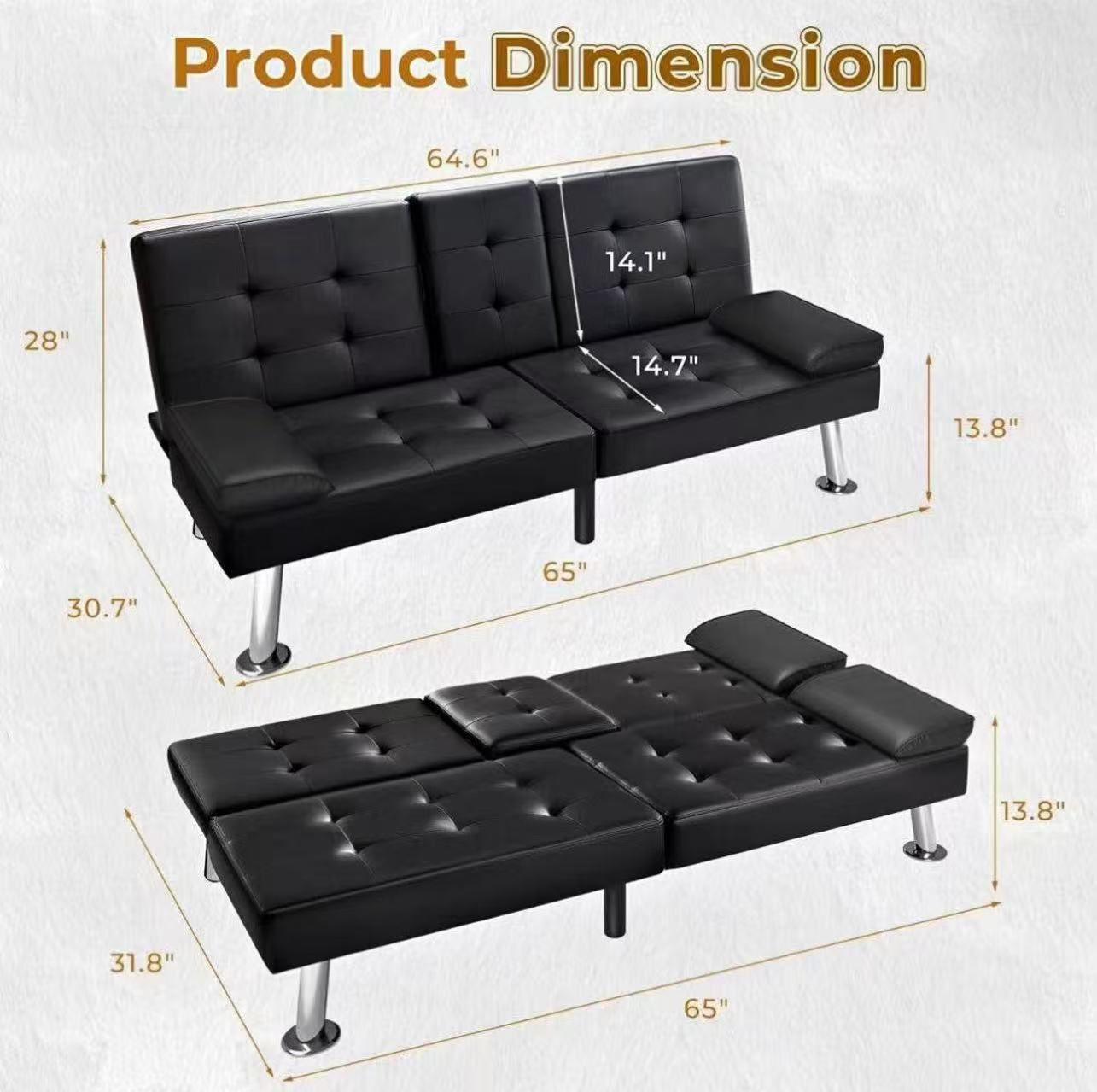 Black Leather Futon