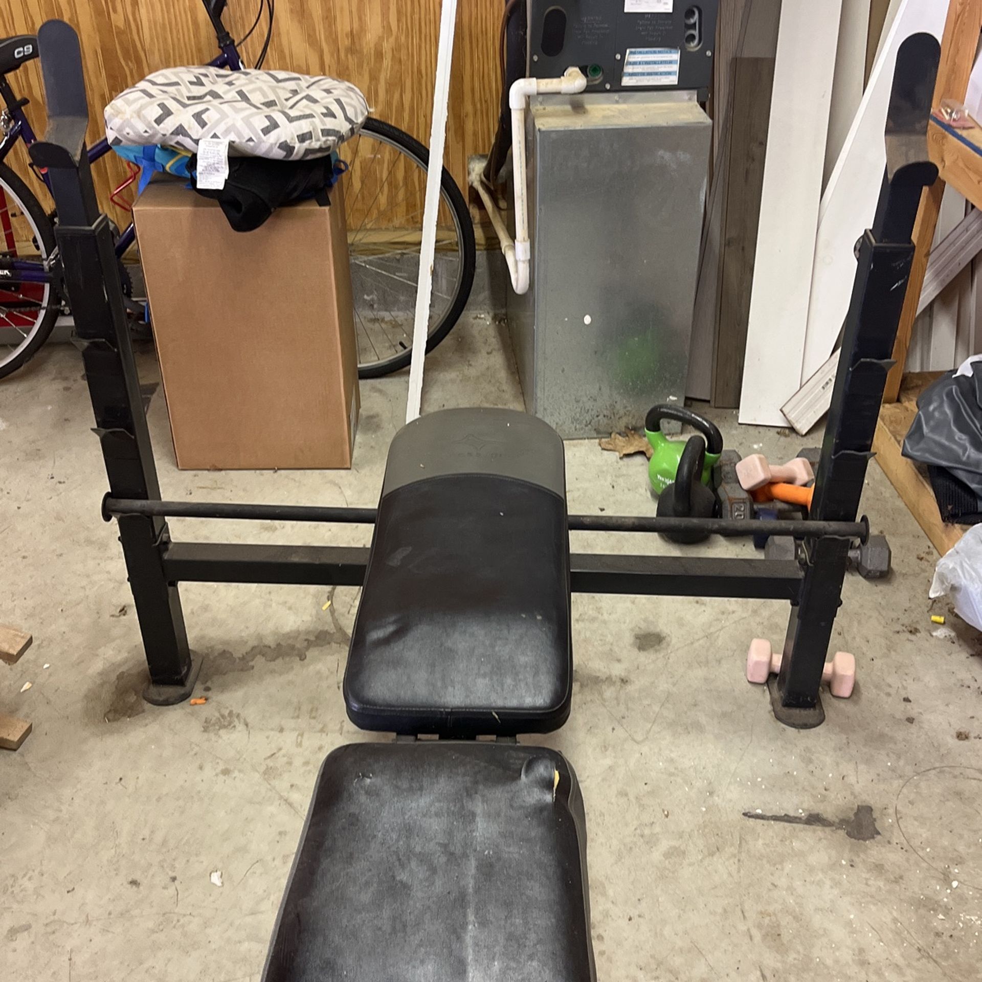 Weight Bench With 45 Pound Bar