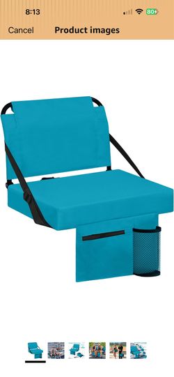 Stadium Seats for Bleachers with Back Support Bleacher Seat Soft Cushion Light Weight Includes Shoulder Strap & Cup Holder, Front & Back Zipper Pocket