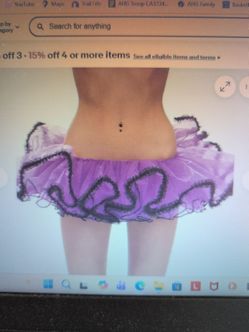 Purple Tutu Petticoat With Black Trim Short Layered Mesh Tiered Costume Dance #111001