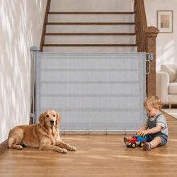 Cumbor 37-55" Retractable Baby Gates for Stairs & Doorways, Gray Retail $31.00