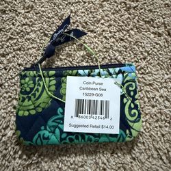 Vera Bradley Coin Purse Caribbean Sea NWT