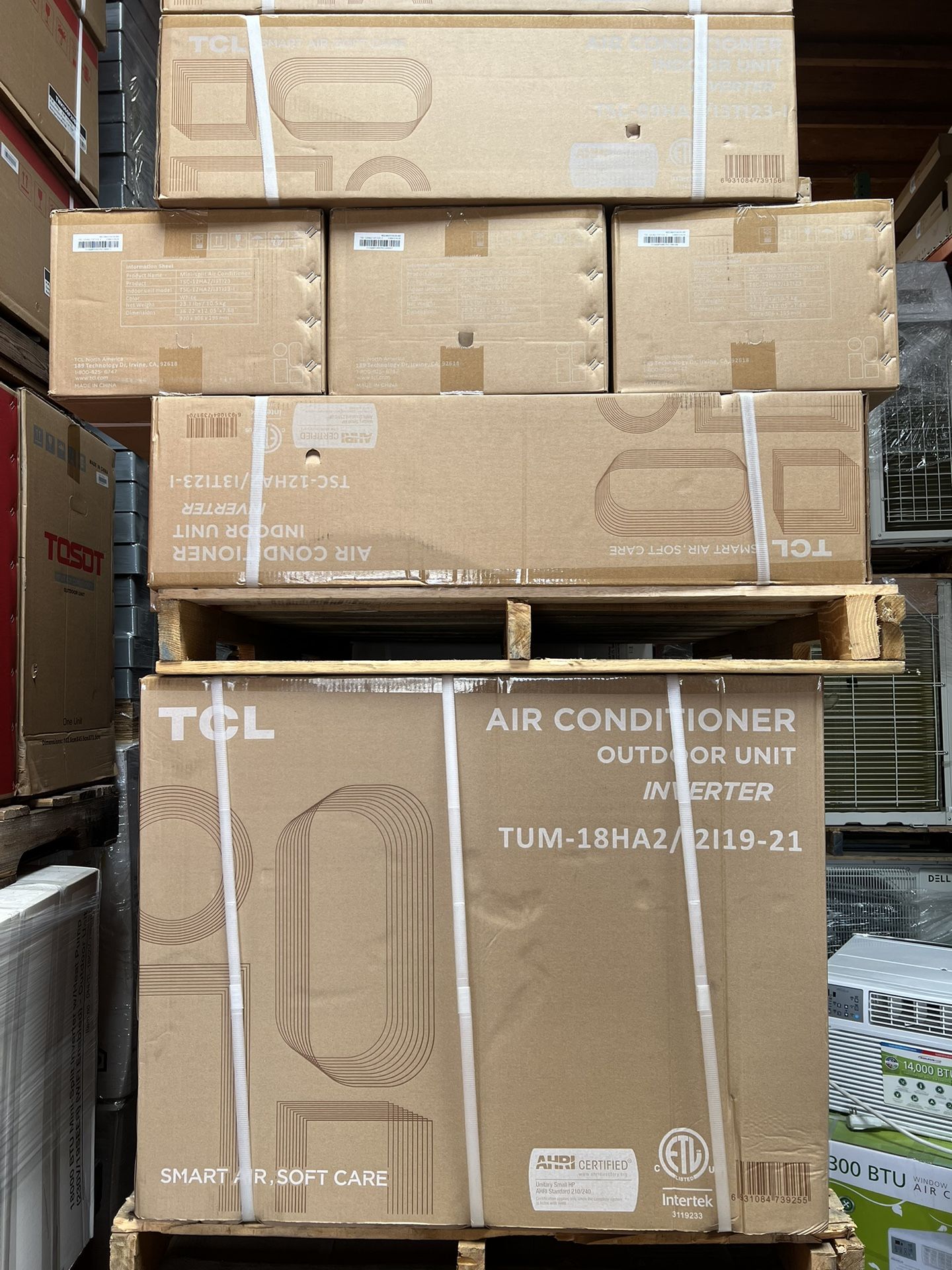 TCL 18K BTU ODU 2 Dual Zone 9,000 12000 BTU 22 SEER2 Mini Split AC, 230V