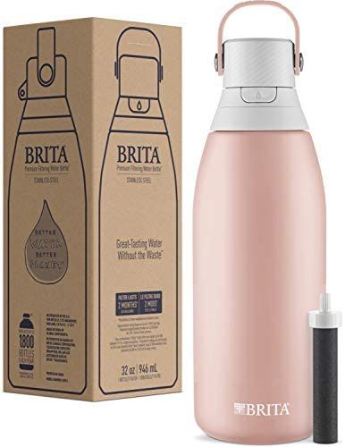 Brita Stainless Steel Water Filter Bottle, 32 Ounce, Rose